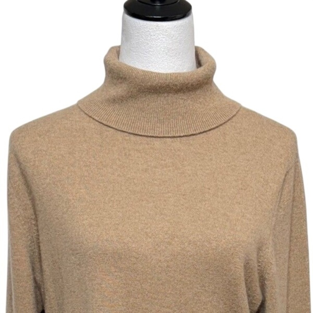 Pure Collection Sweater Womens US 14/16 Tan Cashmere Turtleneck Long Sleeve